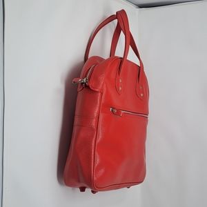 Vintage Tiawan Coral Faux Leather Red Purse Travel Overnight Bag